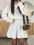 Casual Sweater Long Sleeve Dress White