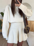 Casual Sweater Long Sleeve Dress White 1