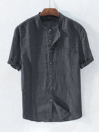Casual Woven Mandarin Collar Men's Shirt kakaclo Charcoal Gray