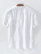 Casual Woven Mandarin Collar Men's Shirt kakaclo White 2