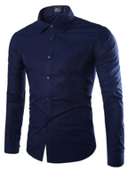Casual lapel non-iron long-sleeved shirt - Champlain color