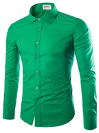 Casual lapel non-iron long-sleeved shirt Fruit Green
