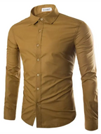 Casual lapel non-iron long-sleeved shirt Khaki