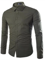 Casual lapel non-iron long-sleeved shirt Olive Green