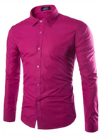 Casual lapel non-iron long-sleeved shirt Rose