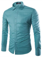 Casual lapel non-iron long-sleeved shirt Spearmint  viridis