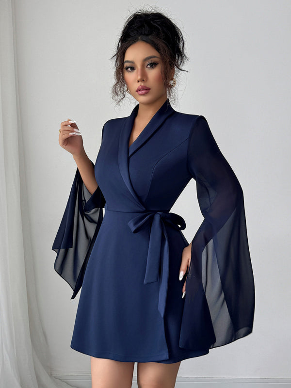 Elegant long-sleeved tie dress Champlain color 2