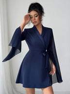 Elegant long-sleeved tie dress Champlain color 4