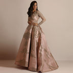 Gilding Large Sleeve Cocktail Evening Dress Gold