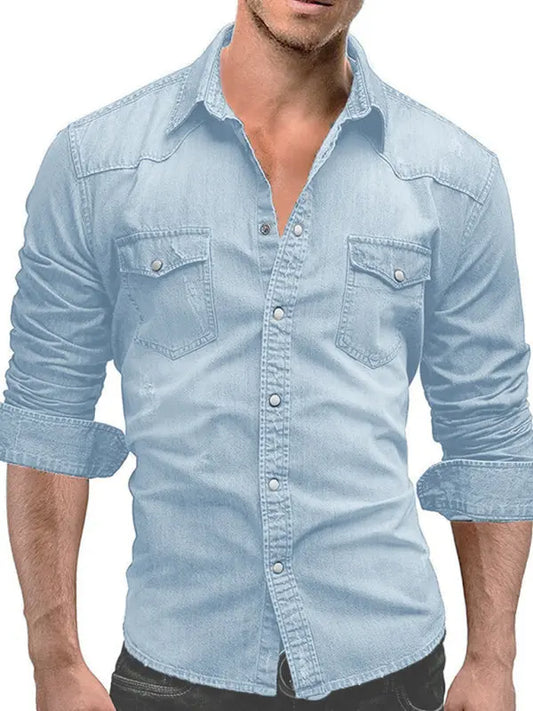 Lapel Collar Solid Men's Shirt - Ladoj