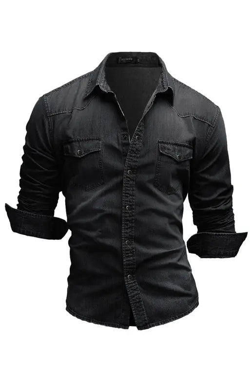 Lapel Collar Solid Men's Shirt - Ladoj 2