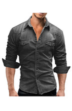 Lapel Collar Solid Men's Shirt - Ladoj 3