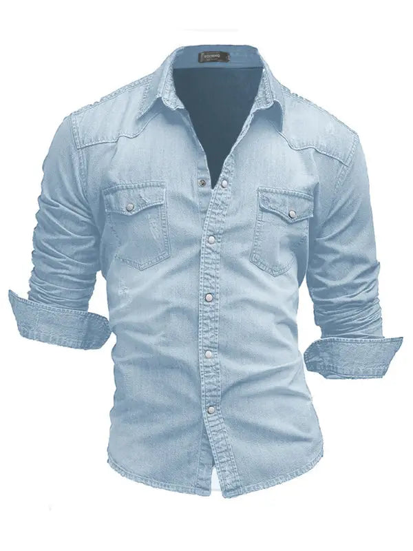 Lapel Collar Solid Men's Shirt - Ladoj 4
