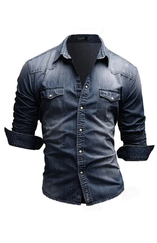Lapel Collar Solid Men's Shirt - Ladoj 5