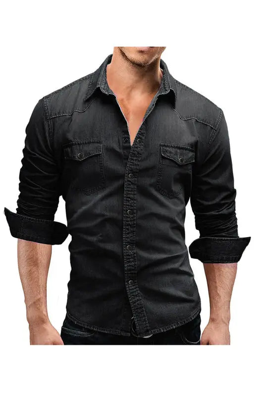 Lapel Collar Solid Men's Shirt - Ladoj 6