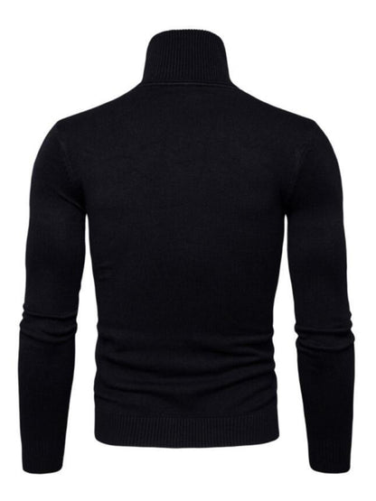 Lapel collar all-match wool men's thick bottoming knitted sweater Blak