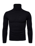 Lapel collar all-match wool men's thick bottoming knitted sweater  Black