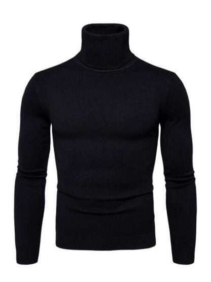 Lapel collar all-match wool men's thick bottoming knitted sweater  Black