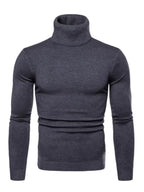Lapel collar all-match wool men's thick bottoming knitted sweater  Charcoal Gray