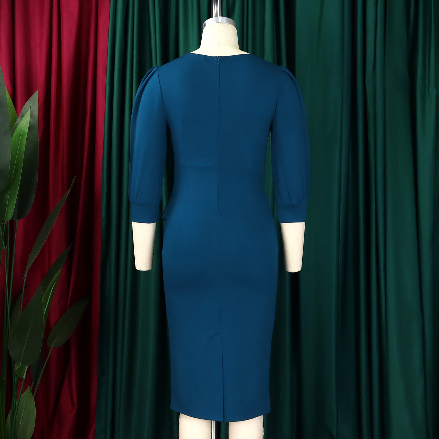 Solid Color round Neck  Hip Dress