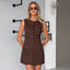 Autumn Cotton Sleeveless Vest Dress Coffe