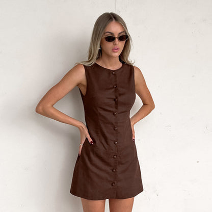 Autumn Cotton Sleeveless Vest Dress