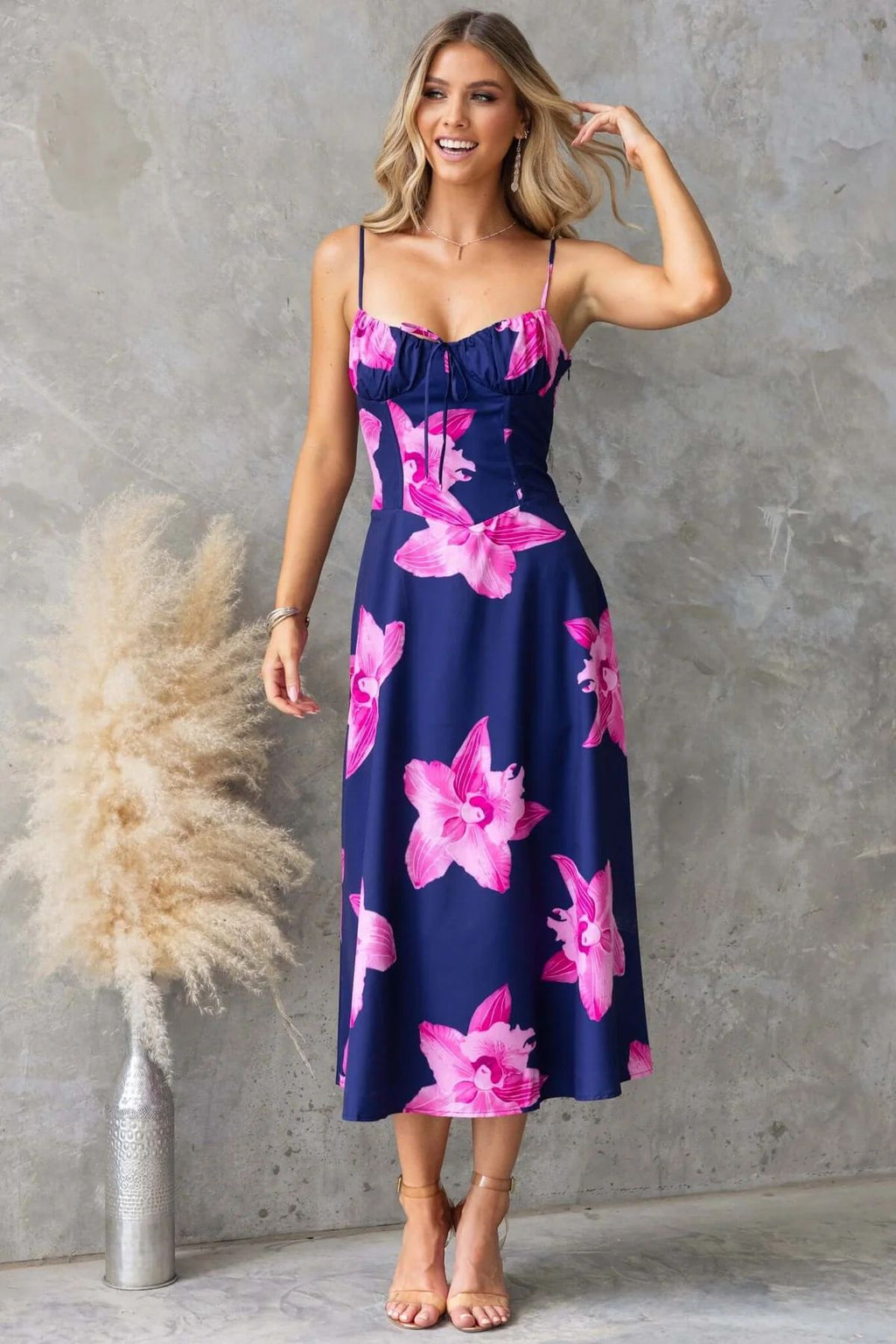 Summer Printed Slim Fit Suspenders Dress