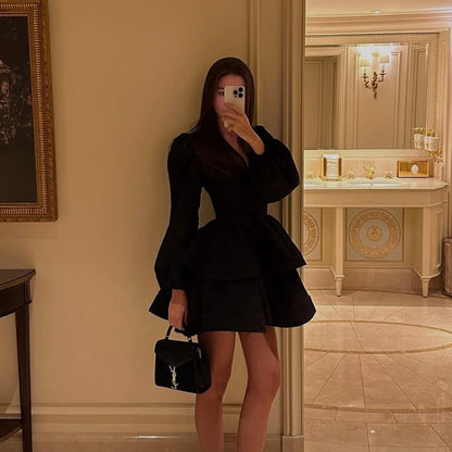 Autumn Puff Sleeve A line Dress