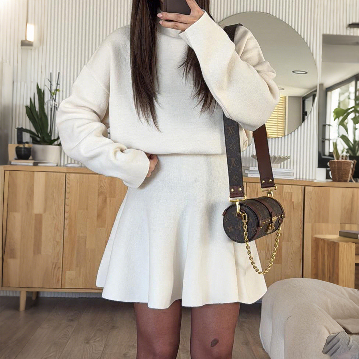 Casual Sweater Long Sleeve Dress 1 White