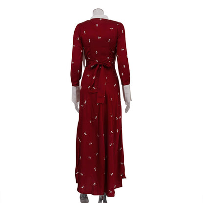 Printed Satin Women  Elegant Waist Tight Dress