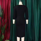 Solid Color round Neck  Hip Dress