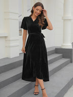 Velvet medium length dress Black 10