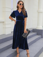 Velvet medium length dress Blue