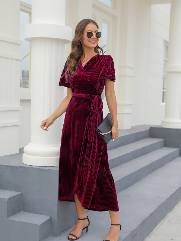 Velvet medium length dress Red 6
