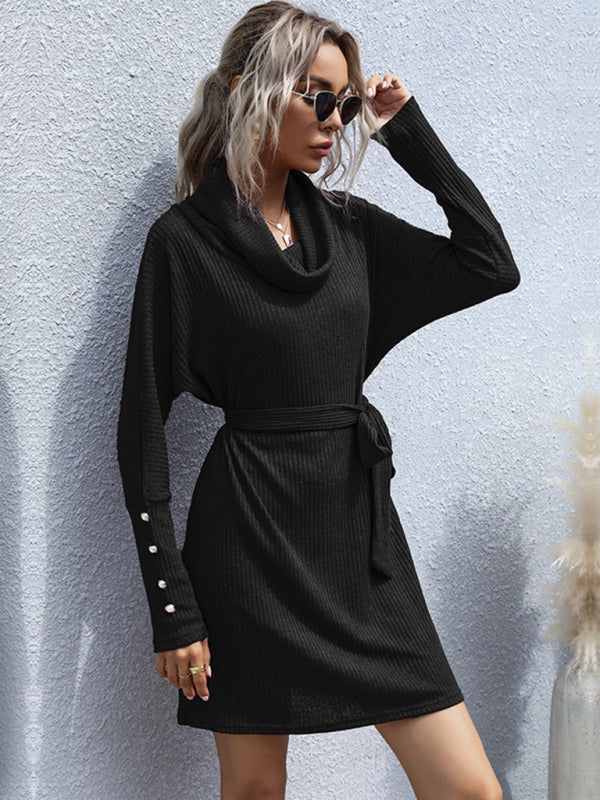 Woman's Knitted Sweater Dress Black