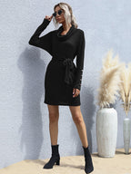 Woman's Knitted Sweater Dress Black 4