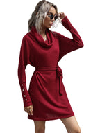 Woman's Knitted Sweater Dress Red 3