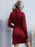 Woman's Knitted Sweater Dress Red 4