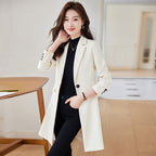 Black Mid-length Suit Trench Coat Coat For Women