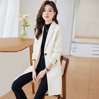 Black Mid-length Suit Trench Coat Coat For Women
