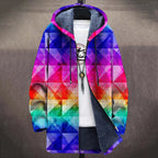 Mens Long 3D Digital-Print Cloak Jacket