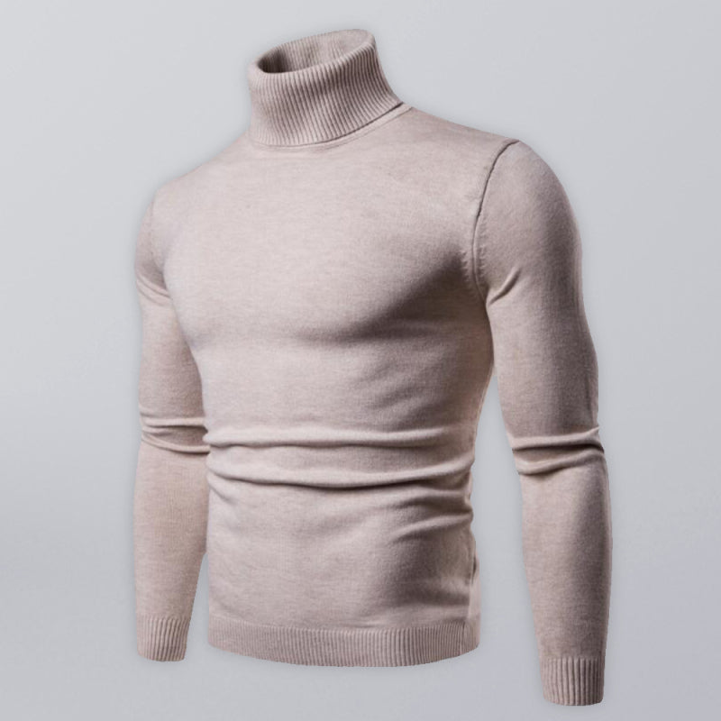 Lapel collar all-match wool men's thick bottoming knitted sweater  cracker Khaki
