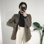 Houndstooth Retro Loose Slimming Woolen Blazer