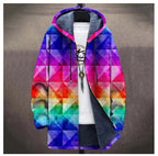 Mens Long 3D Digital-Print Cloak Jacket