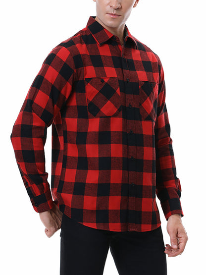 Men's Plaid Long-Sleeved Shirt