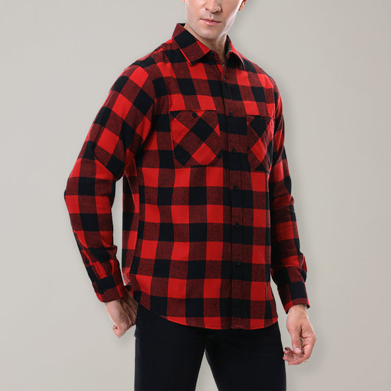 Men's Plaid Long-Sleeved Shirt