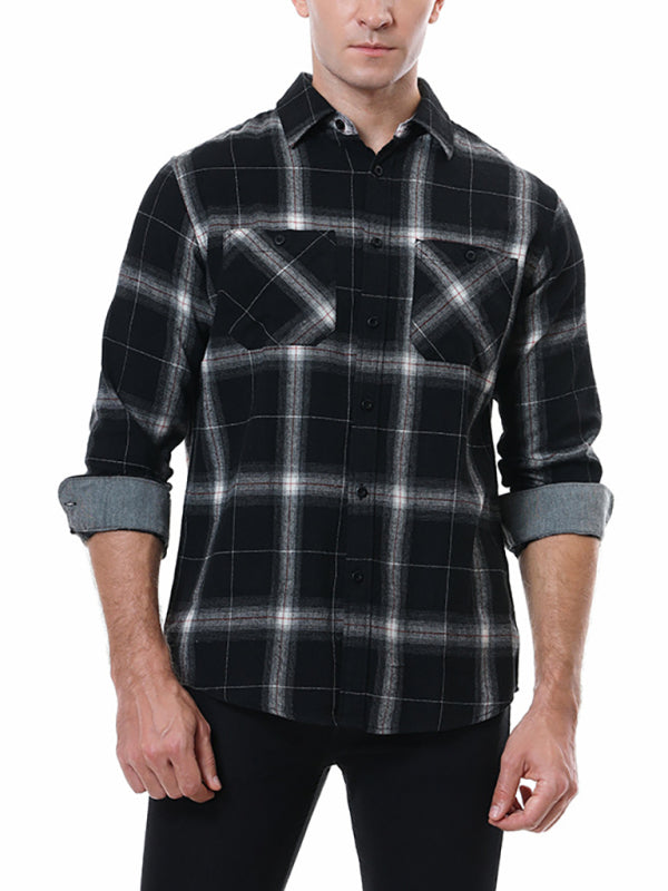 Men's Plaid Long-Sleeved Shirt