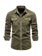 Men's corduroy slim-fit casual long-sleeve shirt - Ladoj