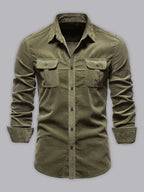 Men's corduroy slim-fit casual long-sleeve shirt - Ladoj