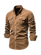Men's corduroy slim-fit casual long-sleeve shirt - Ladoj